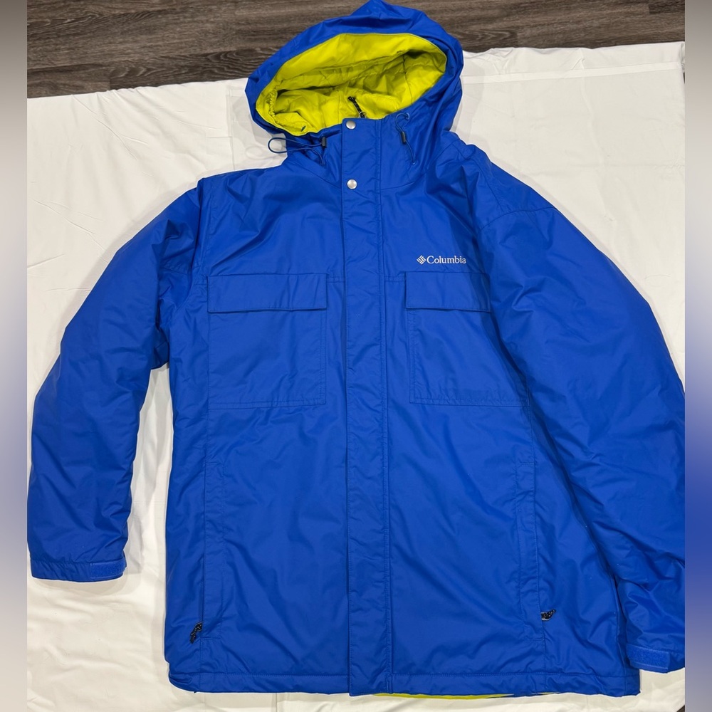Columbia Blue and Yellow Insulated Coat w/ Waterproof fabric and hood